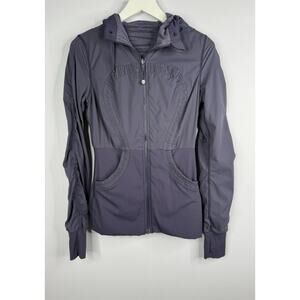 LULULEMON Dance Studio Jacket Women's 8 Hood Reversible Purple Striped